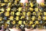 CCU1466 15 inches 8mm - 9mm faceted cube yellow tiger eye beads