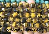 CCU1467 15 inches 8mm - 9mm faceted cube grade A yellow tiger eye beads