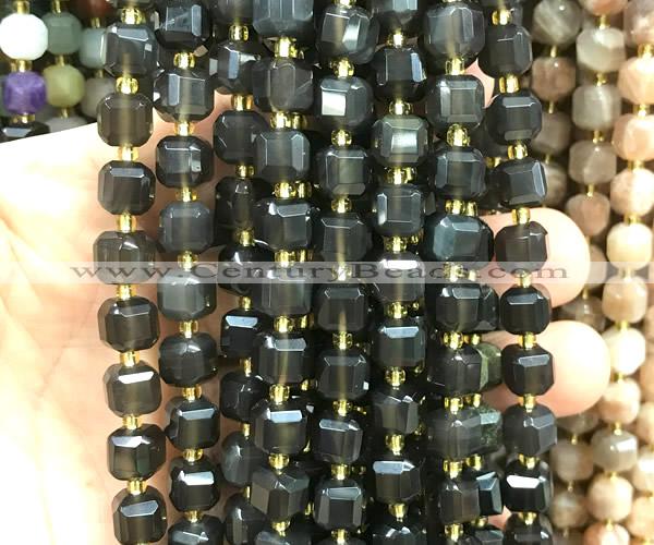 CCU1495 15 inches 8mm - 9mm faceted cube ice obsidian beads