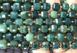 CCU1504 15 inches 8mm - 9mm faceted cube moss agate beads