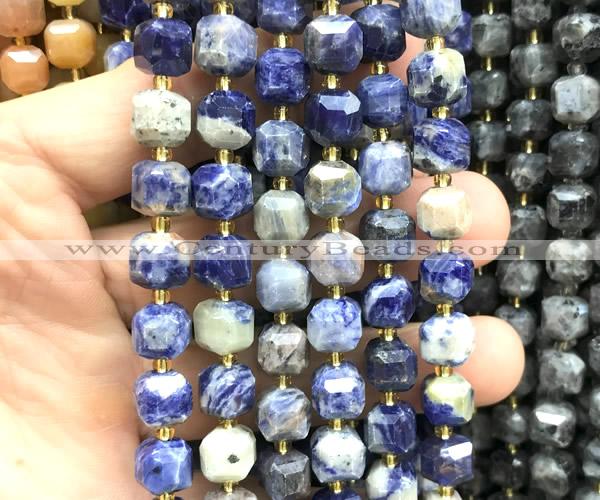 CCU1507 15 inches 8mm - 9mm faceted cube orange sodalite beads