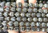CCU1514 15 inches 8mm - 9mm faceted cube Chinese snowflake obsidian beads