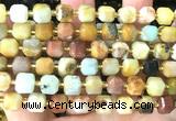 CCU1523 15 inches 8mm - 9mm faceted cube yellow amazonite beads