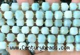 CCU1524 15 inches 8mm - 9mm faceted cube amazonite beads wholesale