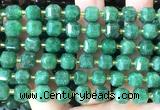 CCU1526 15 inches 8mm - 9mm faceted cube green jade beads