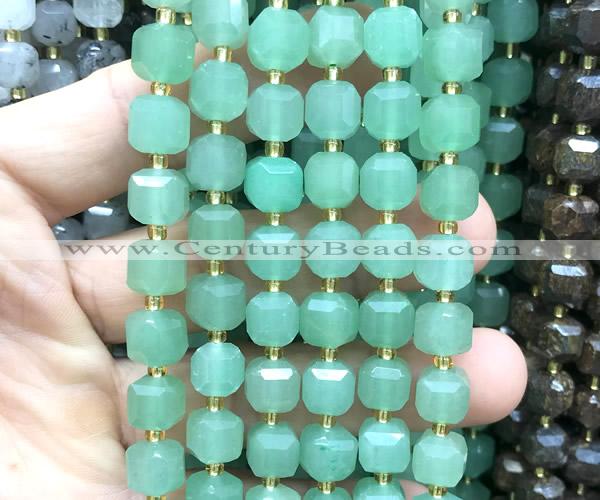 CCU1527 15 inches 8mm - 9mm faceted cube green aventurine jade beads