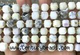 CCU1532 15 inches 8mm - 9mm faceted cube white opal beads