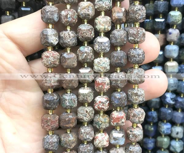 CCU1535 15 inches 8mm - 9mm faceted cube ocean agate beads