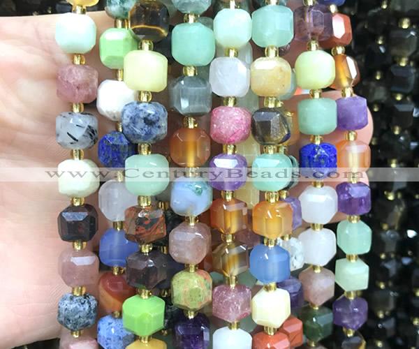 CCU1538 15 inches 8mm - 9mm faceted cube colorful gemstone beads