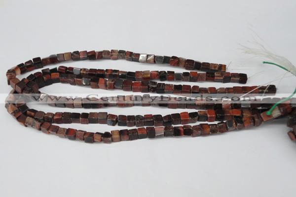 CCU49 15.5 inches 6*6mm cube red tiger eye beads wholesale