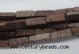 CCU508 15.5 inches 4*13mm cuboid red artistic jasper beads wholesale