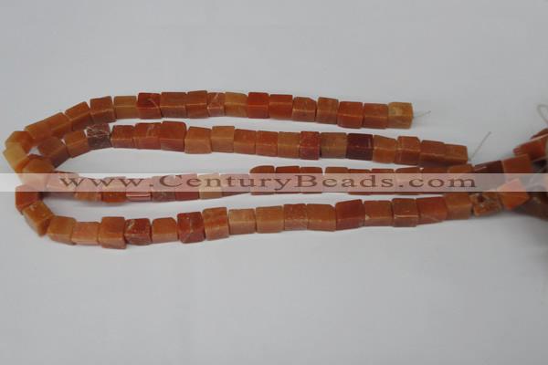 CCU68 15.5 inches 8*8mm cube red aventurine beads wholesale