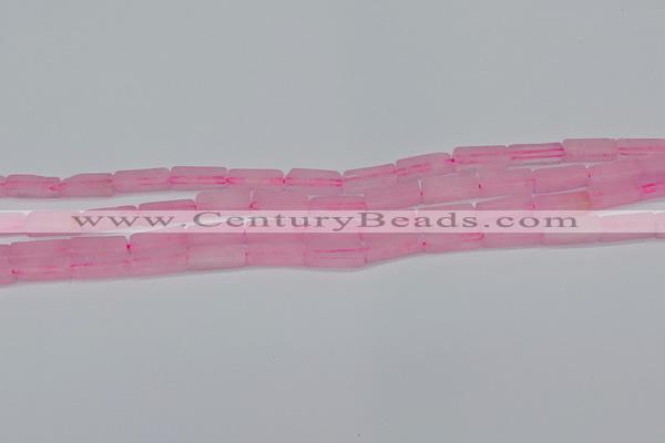 CCU711 15.5 inches 4*13mm cuboid rose quartz beads wholesale