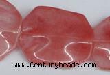 CCY167 15.5 inches 30*40mm wavy rectangle cherry quartz beads