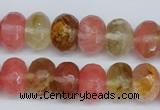 CCY207 15.5 inches 10*14mm faceted rondelle volcano cherry quartz beads