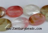 CCY230 15.5 inches 13*18mm faceted oval volcano cherry quartz beads