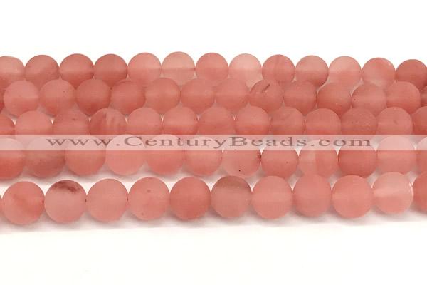 CCY674 15 inches 12mm round matte cherry quartz beads