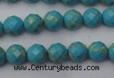 CDE2150 15.5 inches 6mm faceted round dyed sea sediment jasper beads