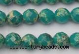 CDE2172 15.5 inches 10mm faceted round dyed sea sediment jasper beads