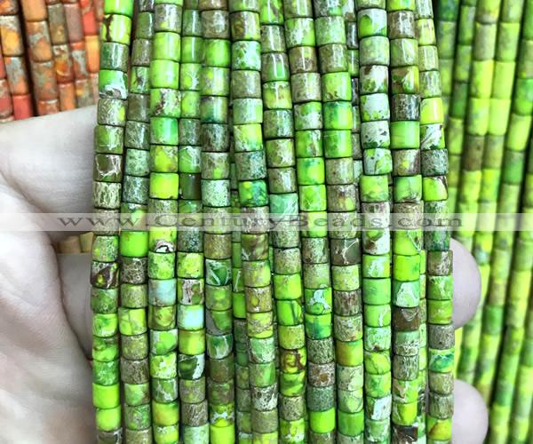 CDE3609 15 inches 4*4mm tube sea sediment jasper beads