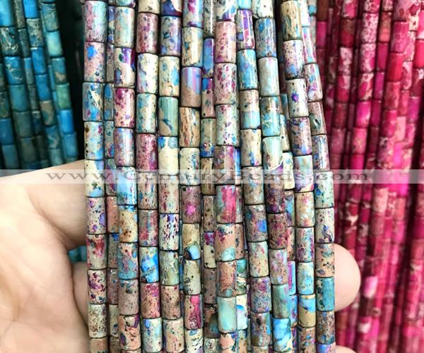 CDE3666 15 inches 4*8mm tube sea sediment jasper beads