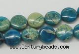 CDS11 16 inches 12mm flat round dyed serpentine jasper beads wholesale