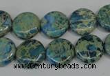 CDS272 15.5 inches 14mm flat round dyed serpentine jasper beads