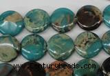 CDS32 15.5 inches 14mm flat round dyed serpentine jasper beads