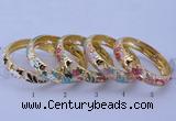 CEB39 5pcs 14mm width gold plated alloy with enamel bangles