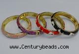 CEB63 9mm width gold plated alloy with enamel bangles wholesale