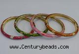 CEB91 6mm width gold plated alloy with enamel bangles wholesale