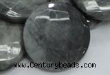 CEE41 15.5 inches 40mm faceted coin eagle eye jasper beads wholesale