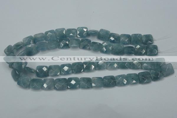 CEQ223 15.5 inches 14*14mm faceted square blue sponge quartz beads