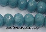 CEQ37 15.5 inches 12*16mm faceted rondelle blue sponge quartz beads