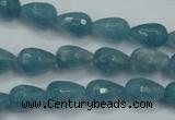 CEQ50 15.5 inches 8*12mm faceted teardrop blue sponge quartz beads