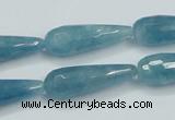 CEQ55 15.5 inches 10*30mm faceted teardrop blue sponge quartz beads