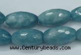 CEQ76 15.5 inches 13*23mm faceted rice blue sponge quartz beads