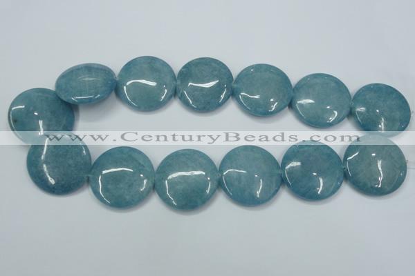 CEQ99 15.5 inches 30mm flat round blue sponge quartz beads