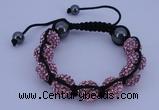 CFB575 12mm round rhinestone with hematite beads adjustable bracelet