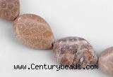 CFC47 15*20mm twisted teardrop coral fossil jasper beads