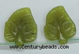 CFG12 15.5 inches 20*24mm carved leaf Korean jade beads