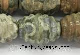 CFG1509 15.5 inches 15*20mm carved rice rhyolite gemstone beads