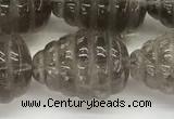 CFG1515 15.5 inches 15*20mm carved teardrop smoky quartz beads