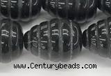 CFG1521 15.5 inches 15*20mm carved teardrop black agate beads