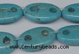 CFG299 15.5 inches 16*26mm carved oval turquoise beads