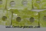 CFG336 15.5 inches 20*30mm carved rectangle lemon jade beads