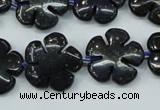 CFG453 15.5 inches 20mm carved flower blue iron stone beads