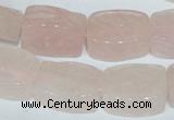 CFG546 15.5 inches 15*20mm carved brick rose quartz beads