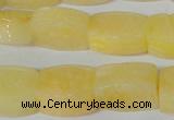 CFG547 15.5 inches 15*20mm carved brick yellow jade beads