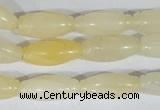 CFG552 15.5 inches 8*20mm carved rice yellow aventurine beads